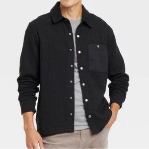 NEW Men's Quilted Knit Shirt Jacket - Goodfellow & Co Black
